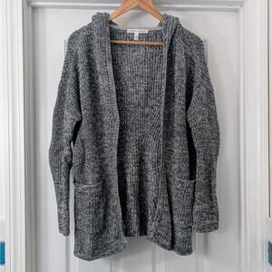 Victoria’s Secret Gray Marled Knit Hooded Open Cardigan Sweater – Women’s L/G